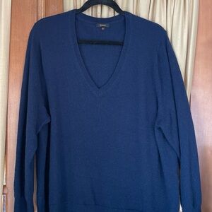 Quince Deep Blue V-Neck Sweater